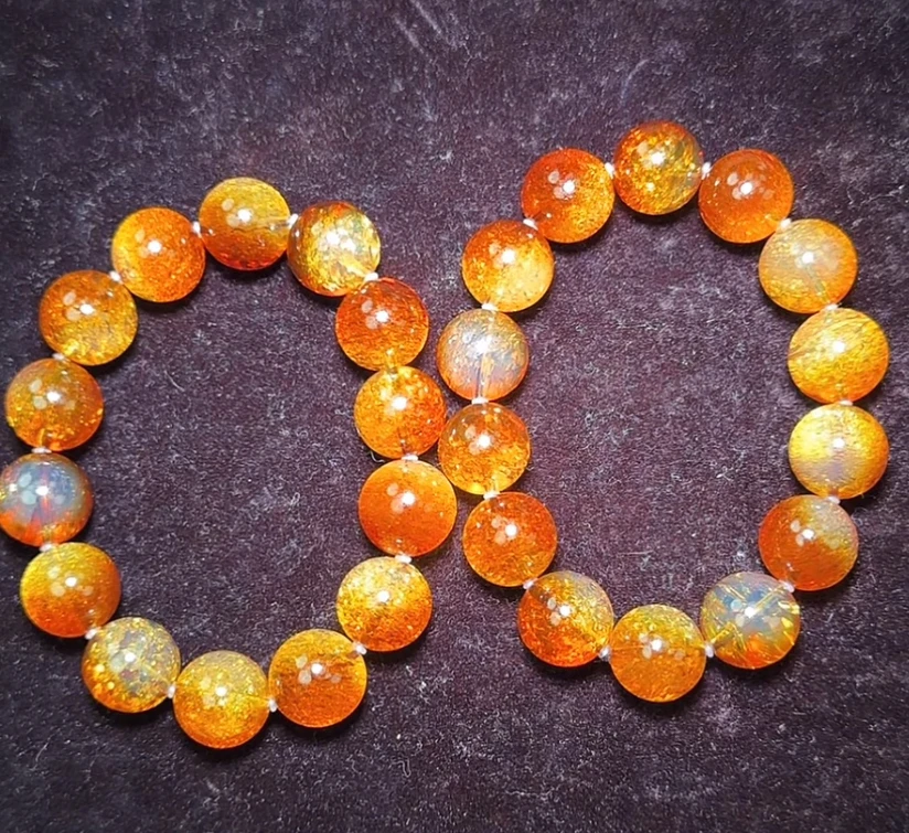 【齐福珠宝】1/22-19/16mm馆藏级同料红蓝金沙珀（多样性发其一）