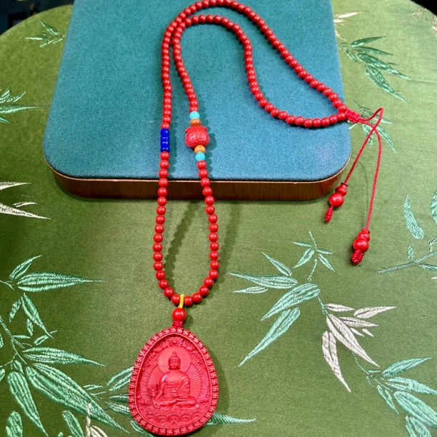 含辰砂工艺品高含量真朱砂水飞红砂药师佛平安吊坠433