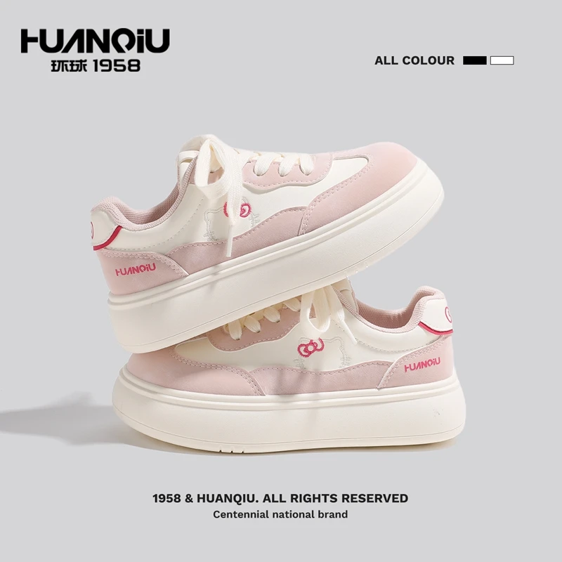 环球爆款小众猫咪刺绣板鞋复古厚底增高鞋潮流时尚百搭休闲鞋女鞋