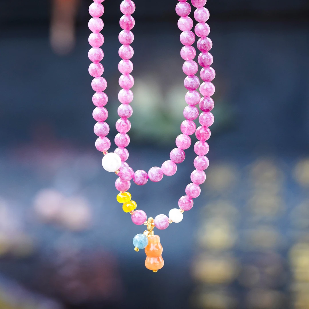 铜合金石英石手链 EH1914粉碧葫芦三圈手链