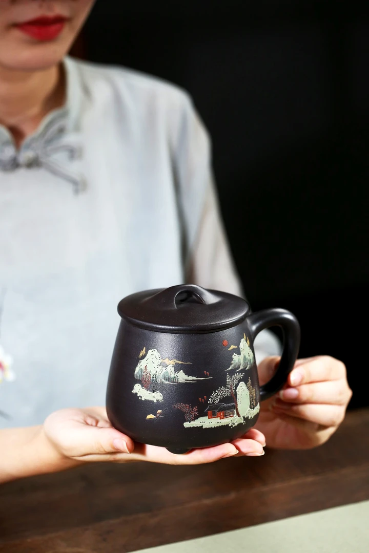 宜兴紫砂杯手工泡茶杯——富水长流