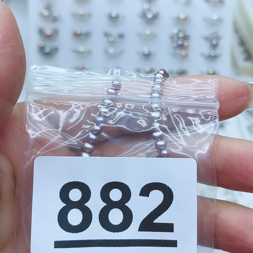 元***圆戒指银S925镶嵌淡水珍珠882