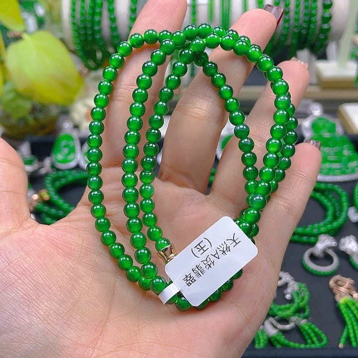 翡翠颈饰未镶嵌圆珠项链5