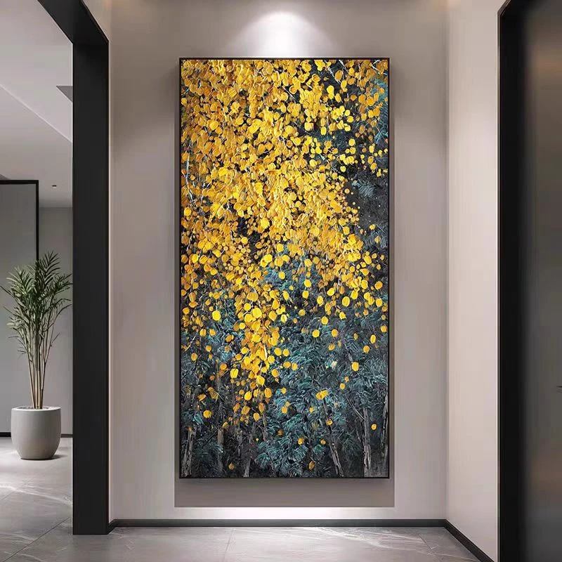 纯手♥绘无框油画《迎春》法式中式抽象现代轻奢客厅玄关装饰画