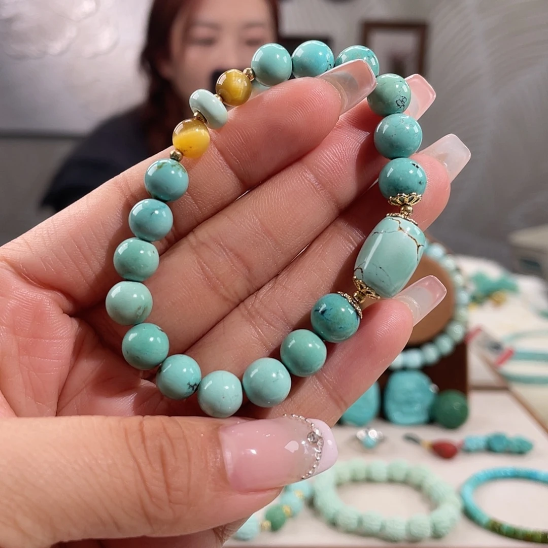 绿松石未镶嵌圆珠卡8*