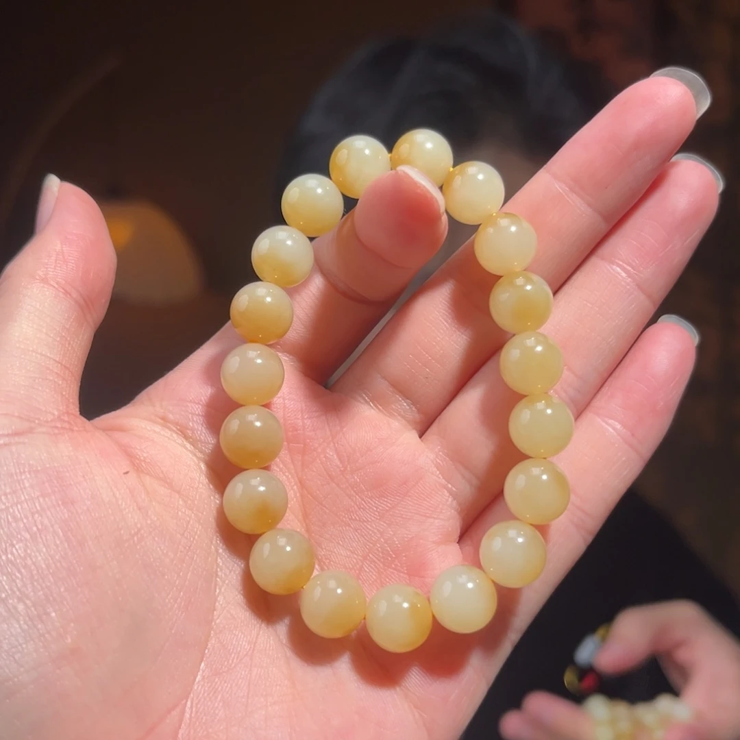 未镶嵌手串和田玉1金山糖白聚宝盆10mm2000