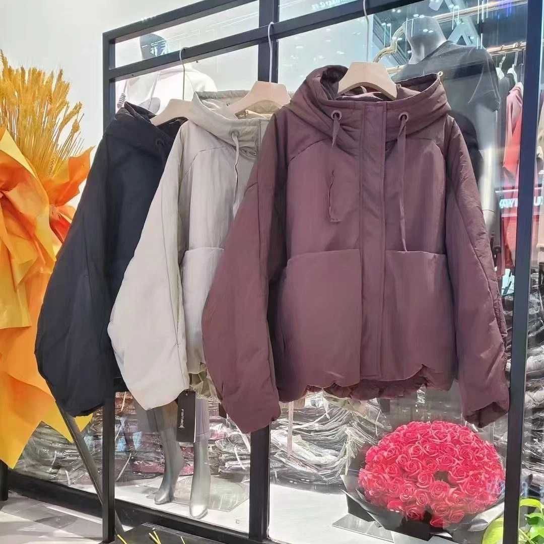 菲玛掂241320正品2024冬新款韩版大口袋简约面包服棉服连帽棉衣女