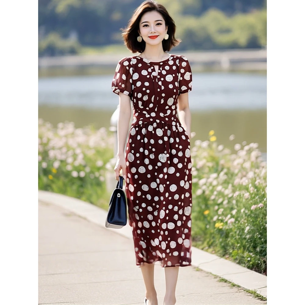 轻薄舒适时尚百搭高端精致雪纺连衣裙JYSDHZ39 052044