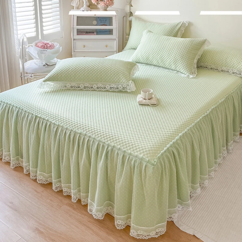 公主风夏天专用床裙床笠带花边冰豆豆凉席冰丝席空调软席子可机洗