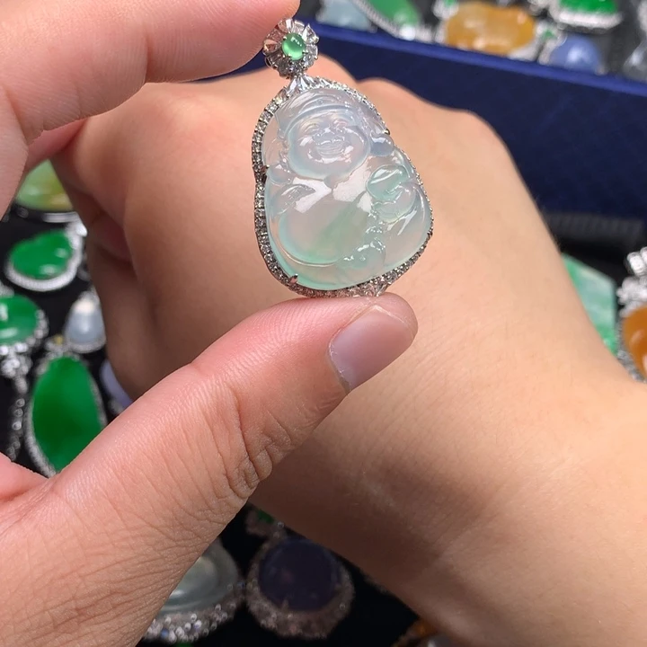 翡翠18K金镶嵌吊坠(不含链)