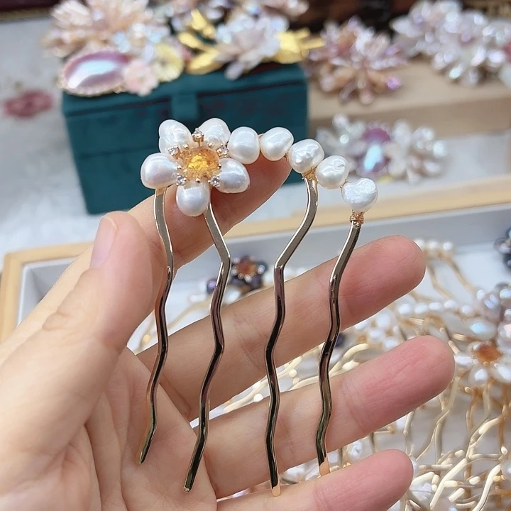 淡水珍珠发饰未镶嵌