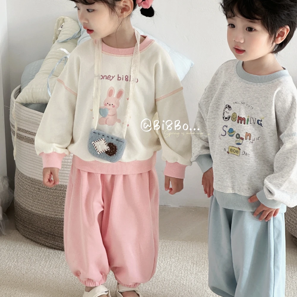 bi8bo2025春季新款卡通兄妹同款印花卫衣套装 31125