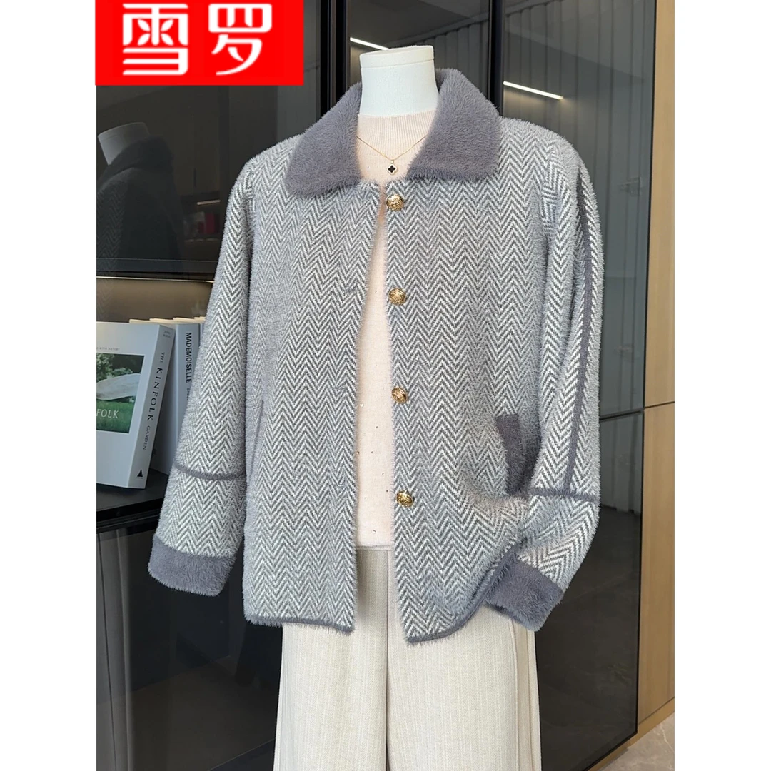 2025新款时尚妈妈秋冬装仿貂绒大衣洋气中老年女装毛呢外套上衣服