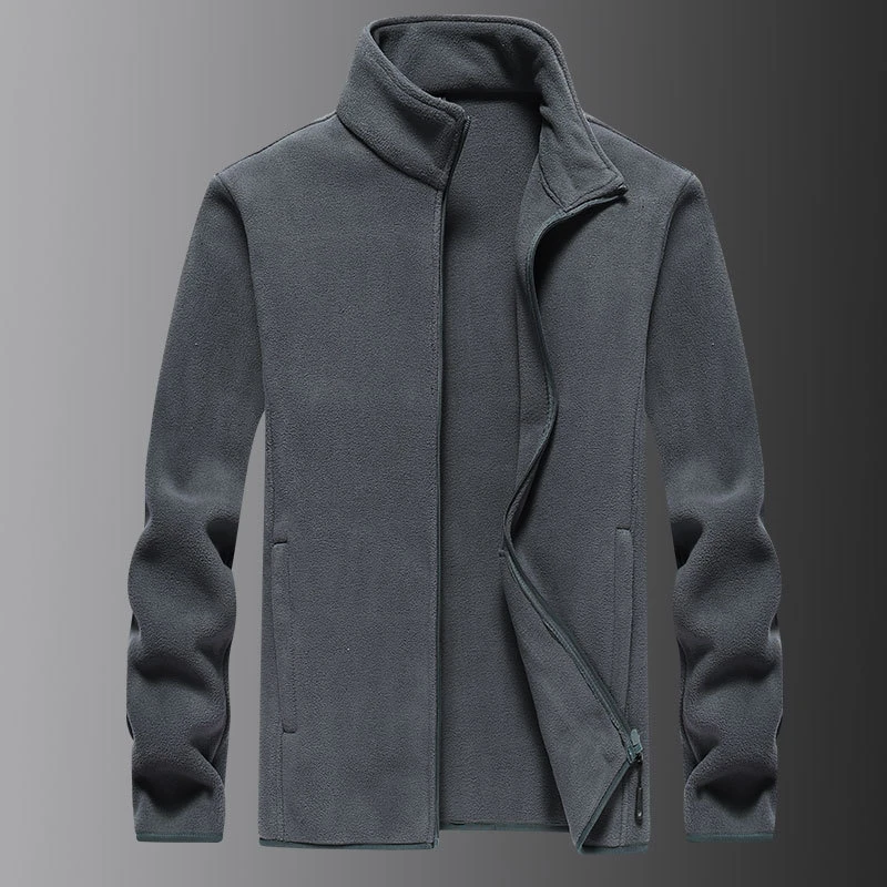 公版logo制定工作服抓绒外套摇粒绒双面绒大码纯色夹克男绣花印花