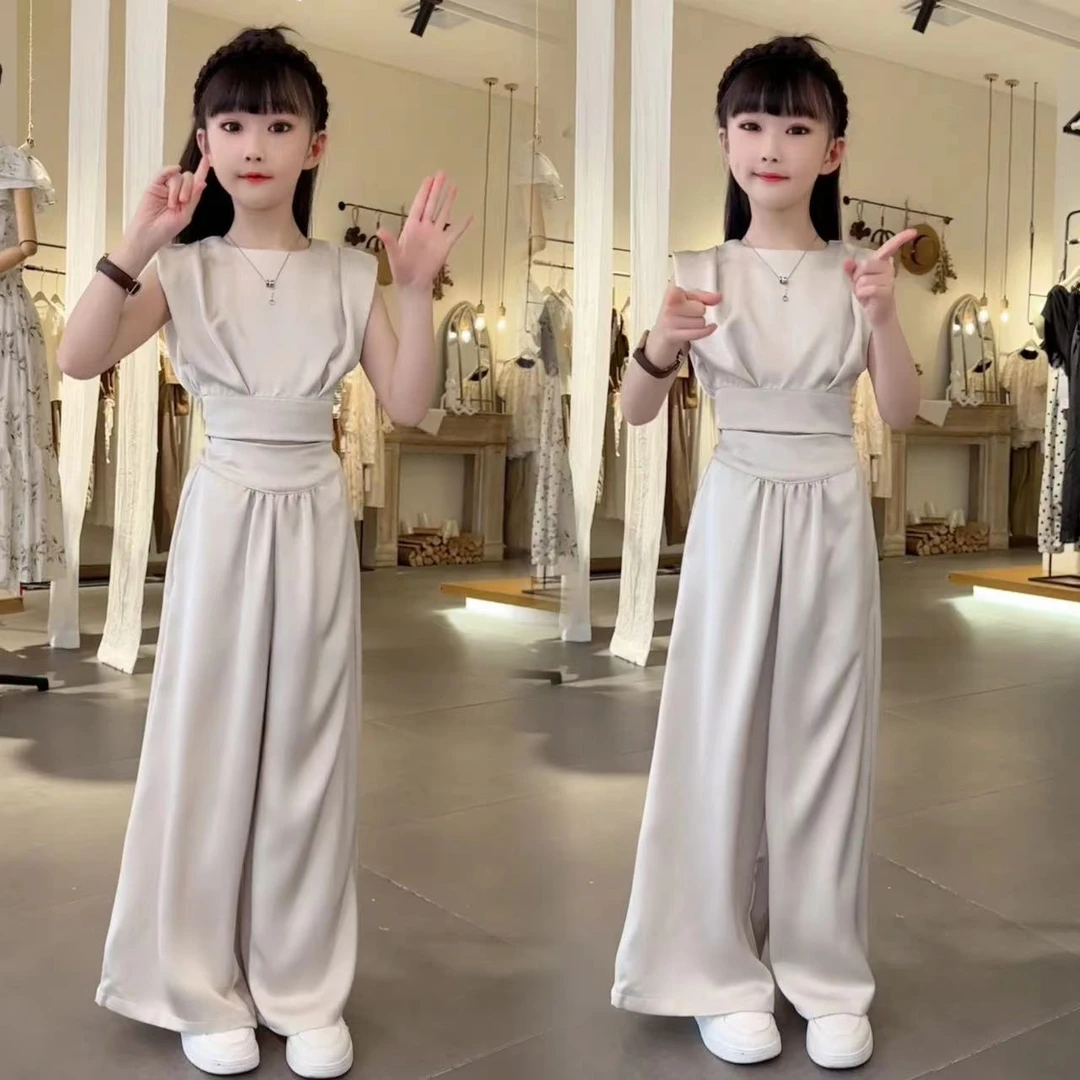 小众设计缎面丝滑蝴蝶结阔腿裤套装时尚法式气质洋气韩版名媛套装