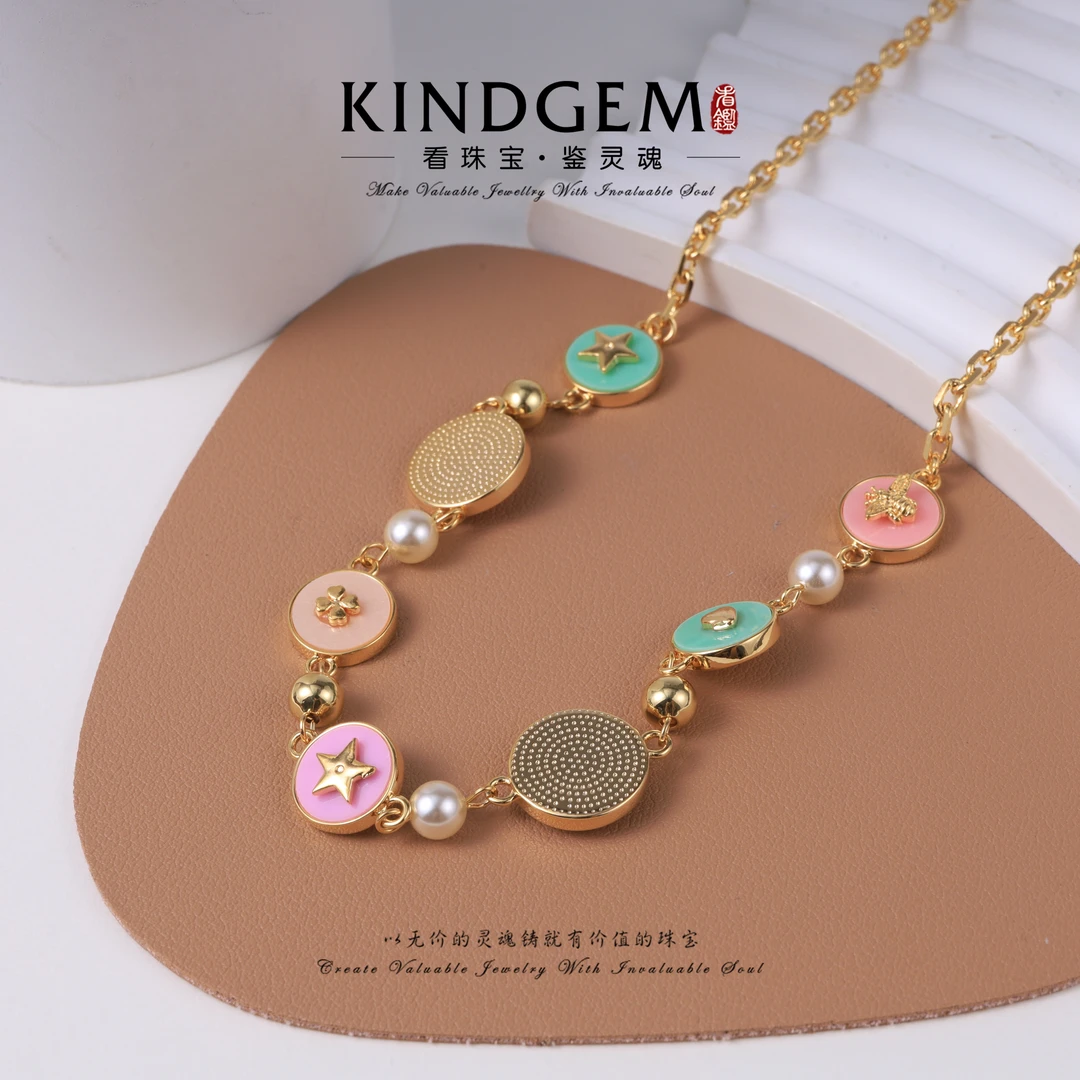 KindGem 彩色多巴胺星星项链（42+7cm）C-36677