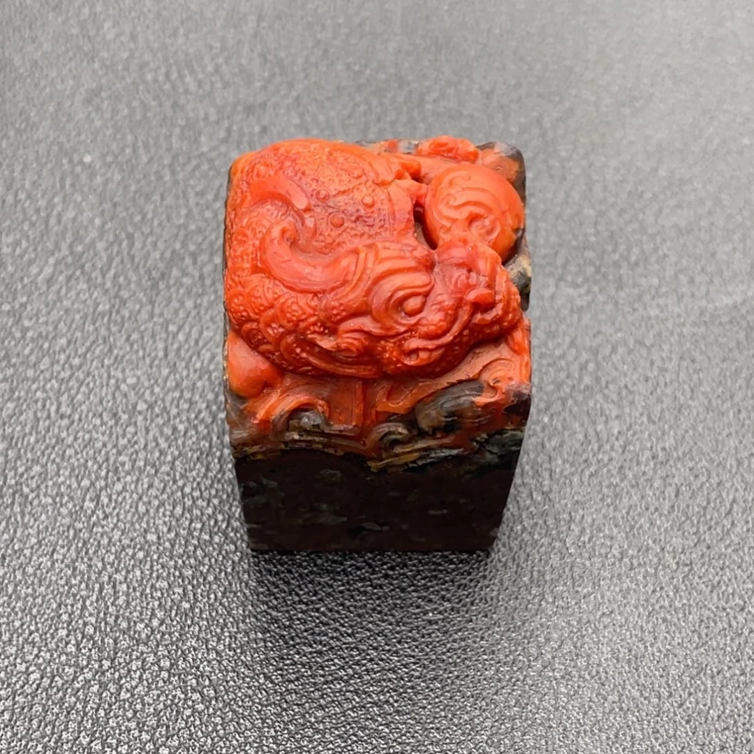 藏***智南红玛瑙未镶嵌天然原矿杨柳阿东寨老南红印章