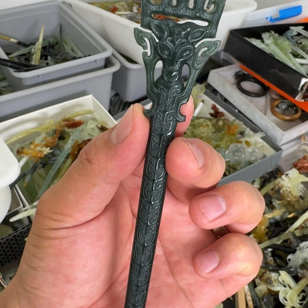 岫玉未镶嵌发饰明君玉簪就是好看