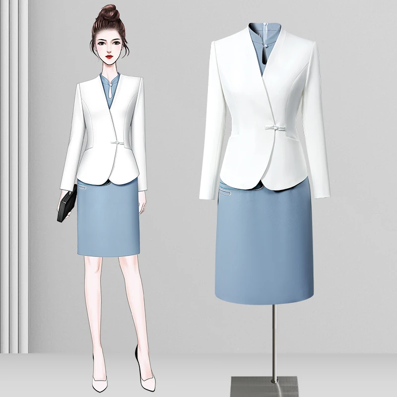 职业套裙女春西装搭配连衣裙礼仪接待前台新中式会所茶艺师工作服