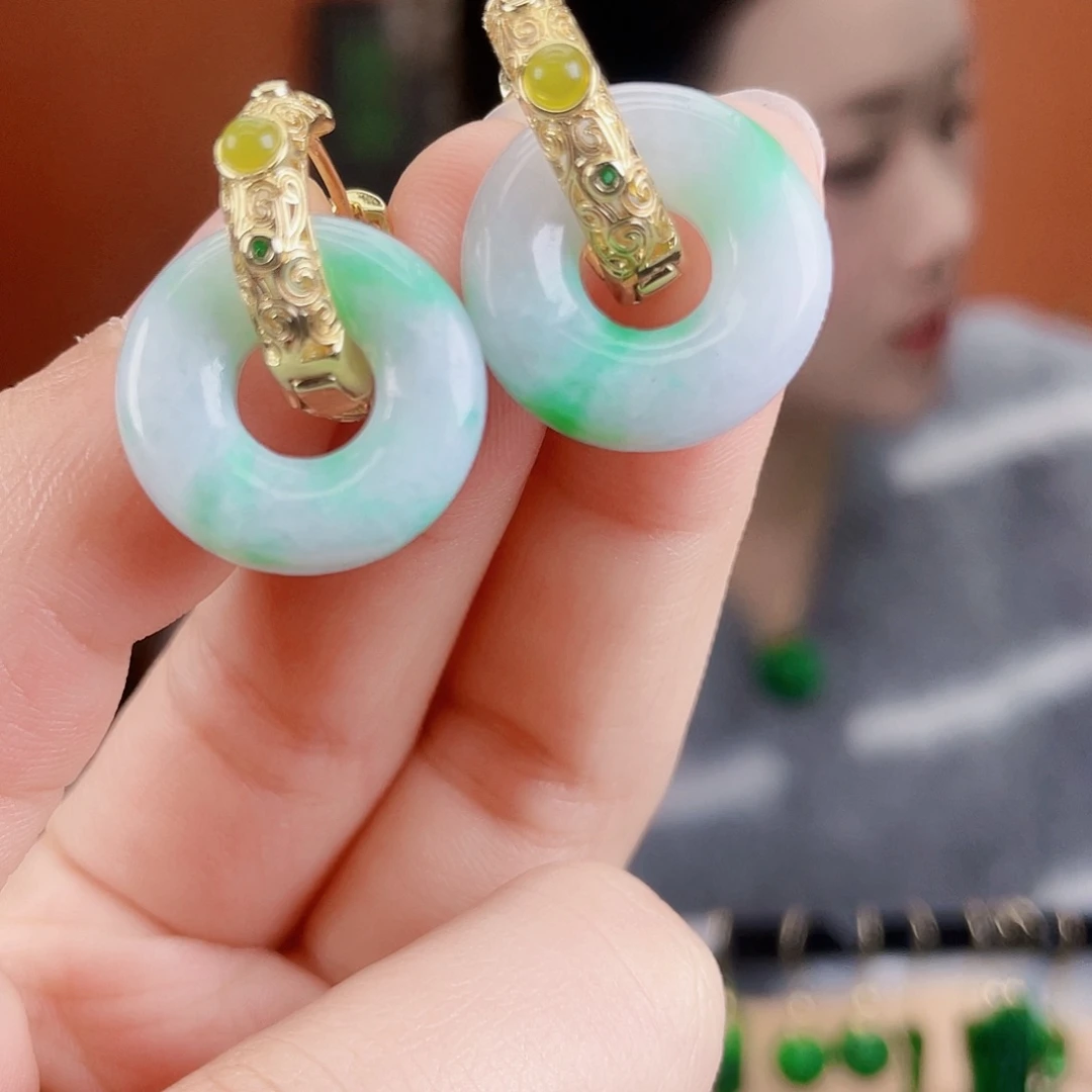 翡翠未镶嵌耳饰饰品