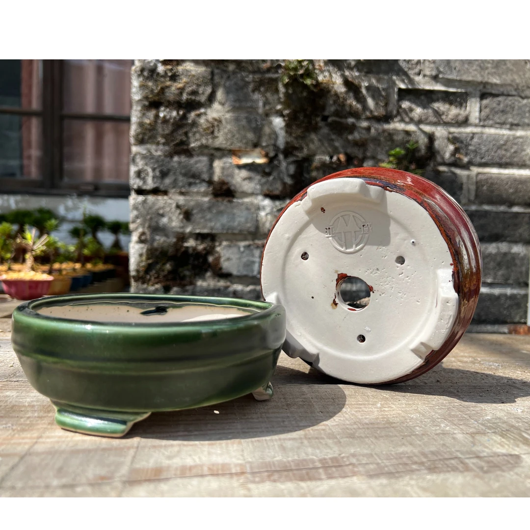 14号微瑕浅圆型釉盆-外径14*14*4.5 高温窑变盆景花盆