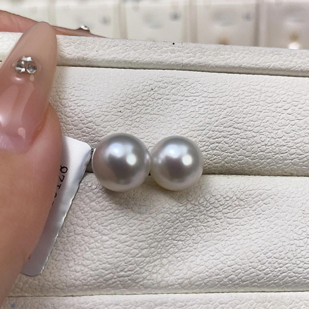 18K金镶嵌海水珍珠耳饰澳白10-11
