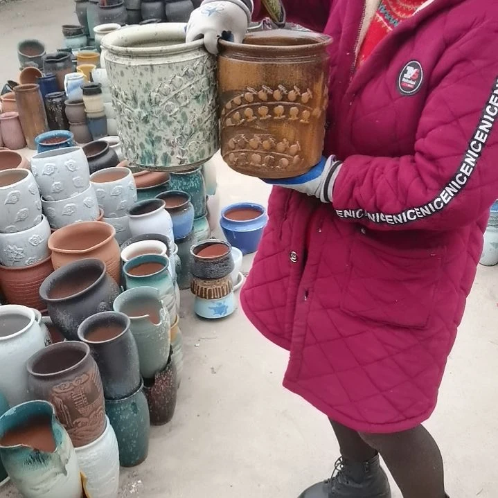 红陶口19高22两个盆