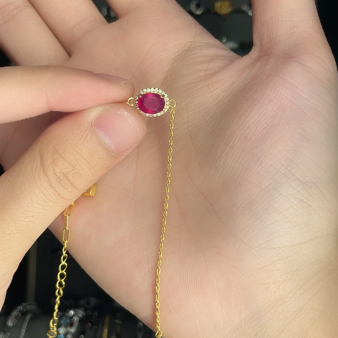 红宝石手链银S925镶嵌王*乖拍四份