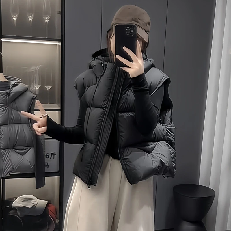 欧货短款羽绒马甲女款秋冬季2025新款小个子外穿背心坎肩马夹外套