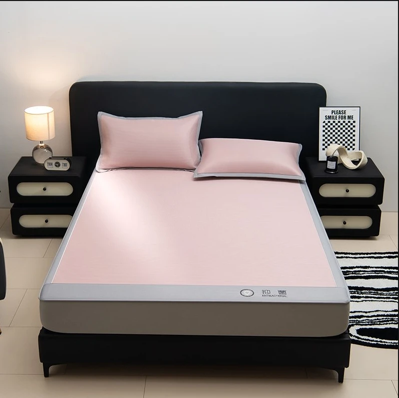 【清凉一夏】高端抗菌碳光冰丝席床笠款-樱花粉