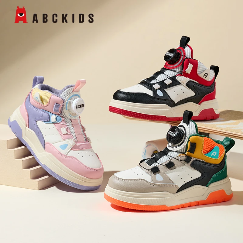 Abckids童鞋2025秋季男童透气运动鞋中大童防滑女童软底休闲板鞋