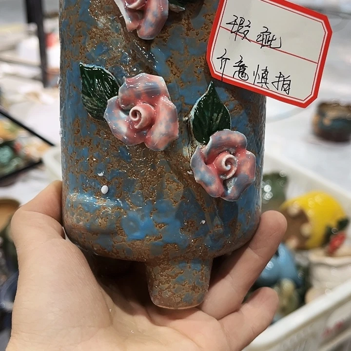 瓷片花盆多肉植物艺术品品