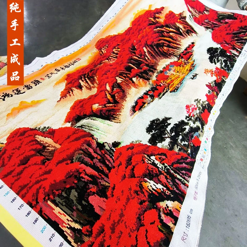 鸿运当头版权十字绣成品不带框纯手工已绣好2023新款线绣客厅山水