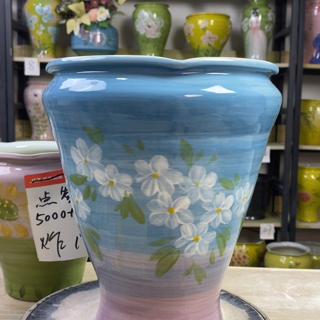 景德镇手工手绘陶瓷花盆