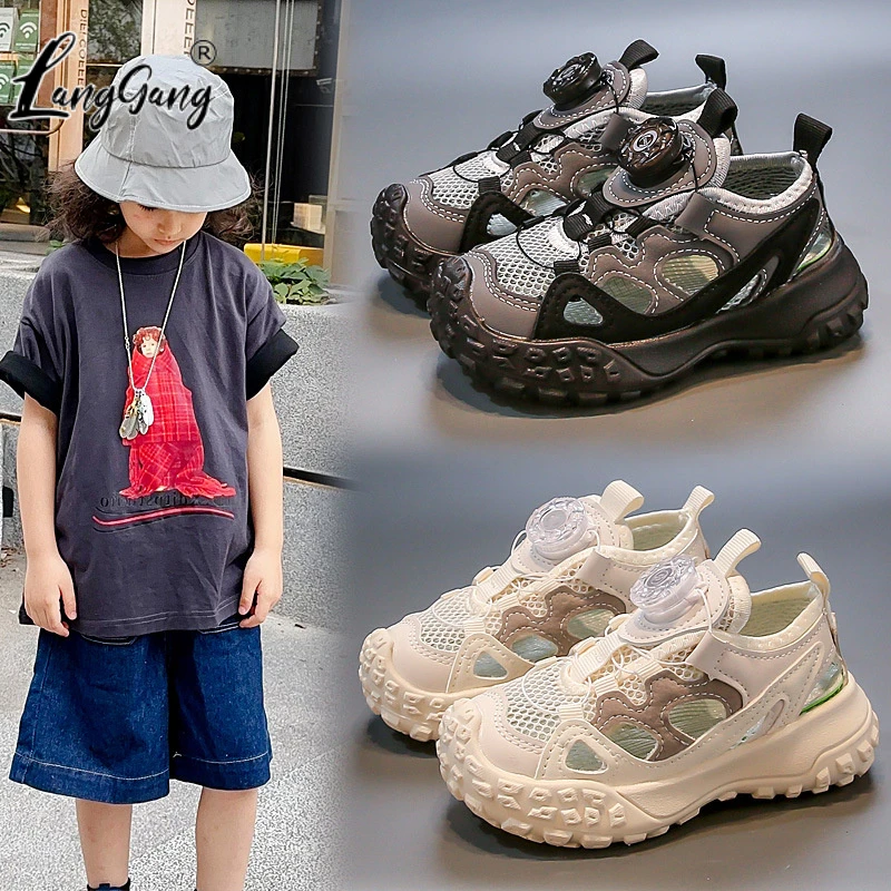 2025夏季新款儿童半凉鞋镂空单网透气休闲鞋男宝中小童软底防滑鞋