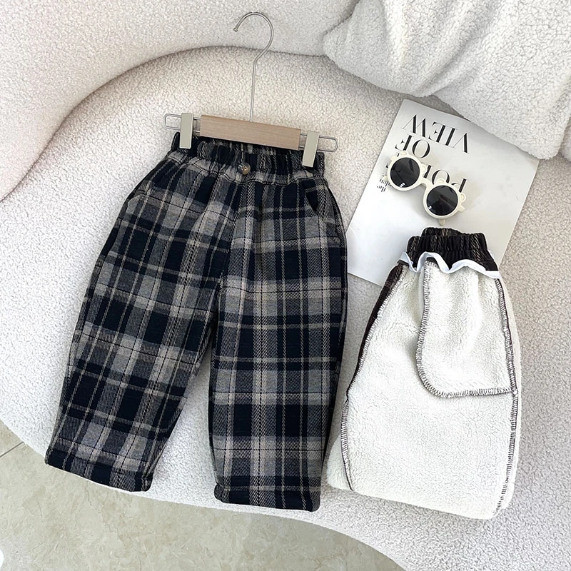 【经典格子控】儿童秋冬加绒加厚格子休闲裤男童百搭加厚潮裤