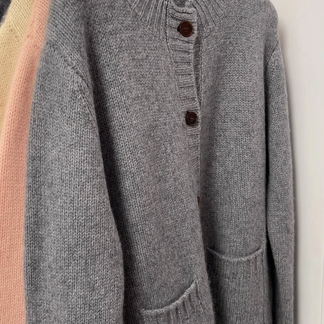 平面 带兜 羊绒 开衫