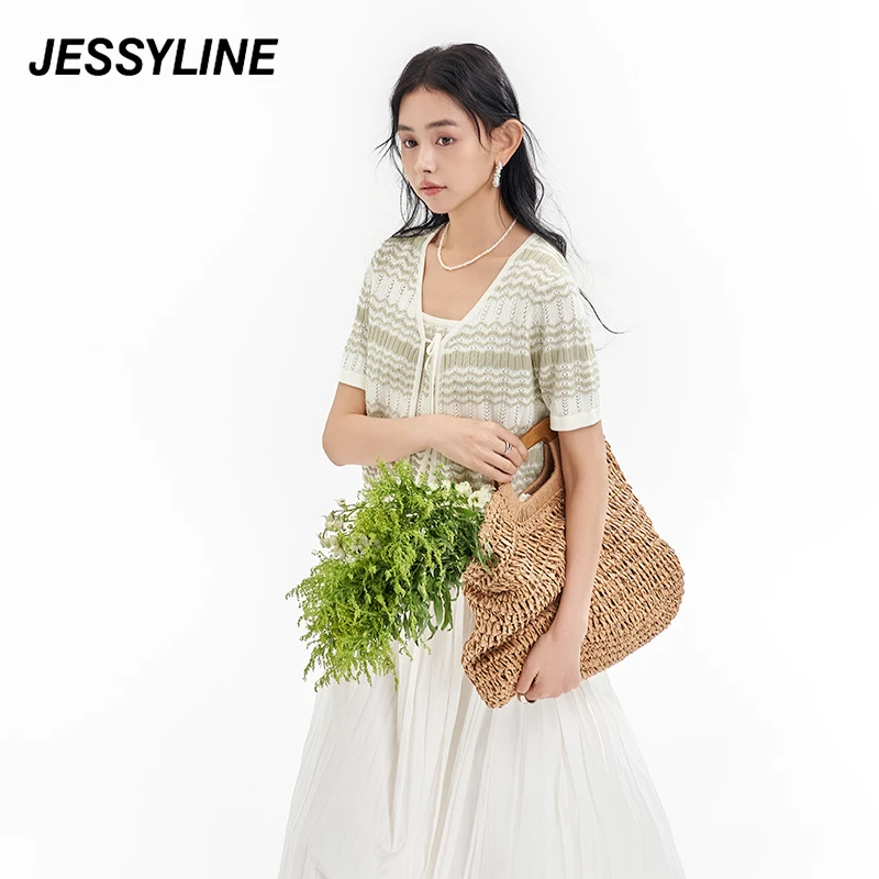 4187【马琦尧专属】jessyline春季新款 杰茜莱两件套针织衫女