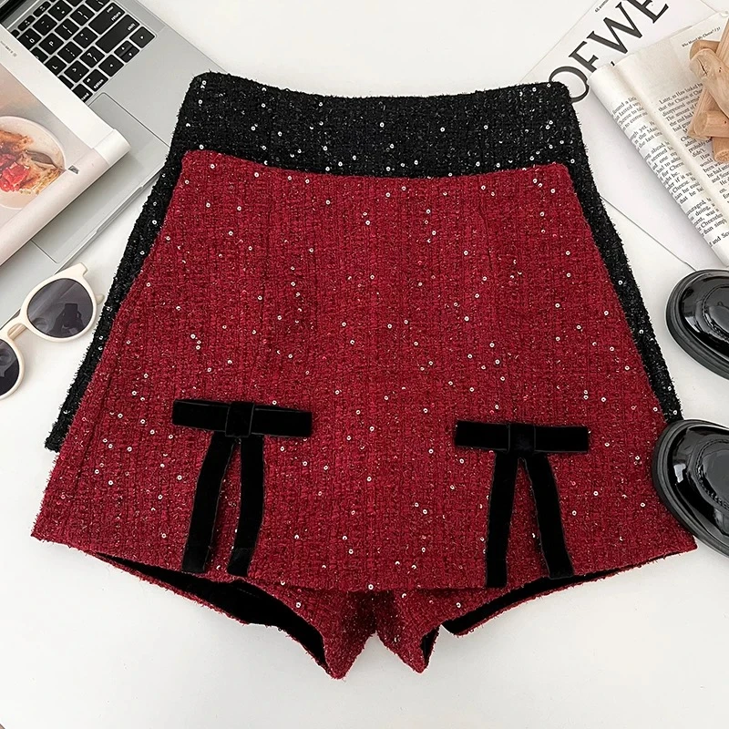 XM6612:设计师新款2025新潮包臀百搭网红小香风亮片亮闪闪裤裙