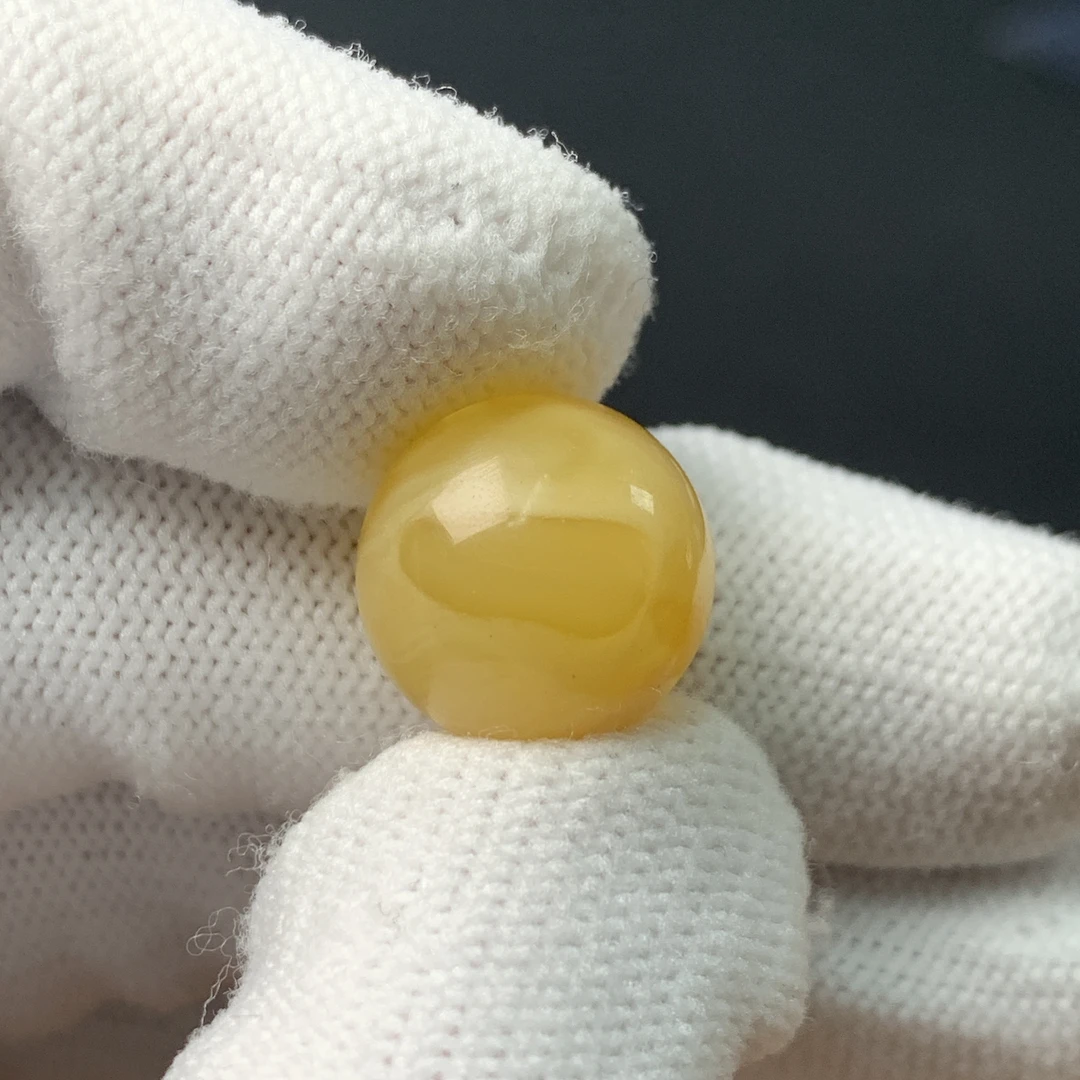 Y1275保真原矿俄料尺寸13.8mm蜜蜡单颗圆珠单珠隔珠支持复检
