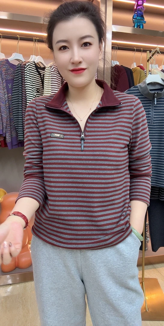 031#高品质双面绒加厚保暖拉链打底衫