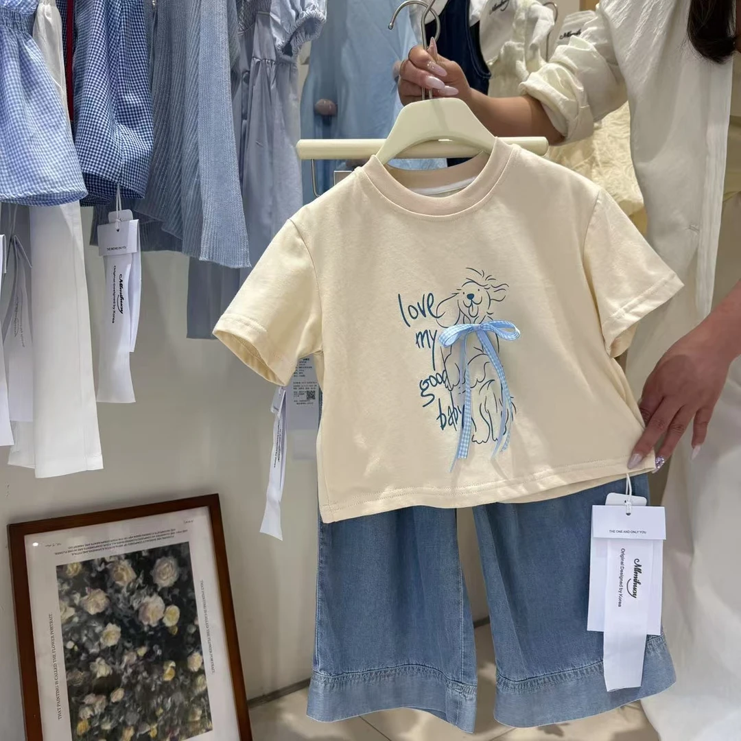 秘密花园2025夏季设计感卡通印花蝴蝶结T X172