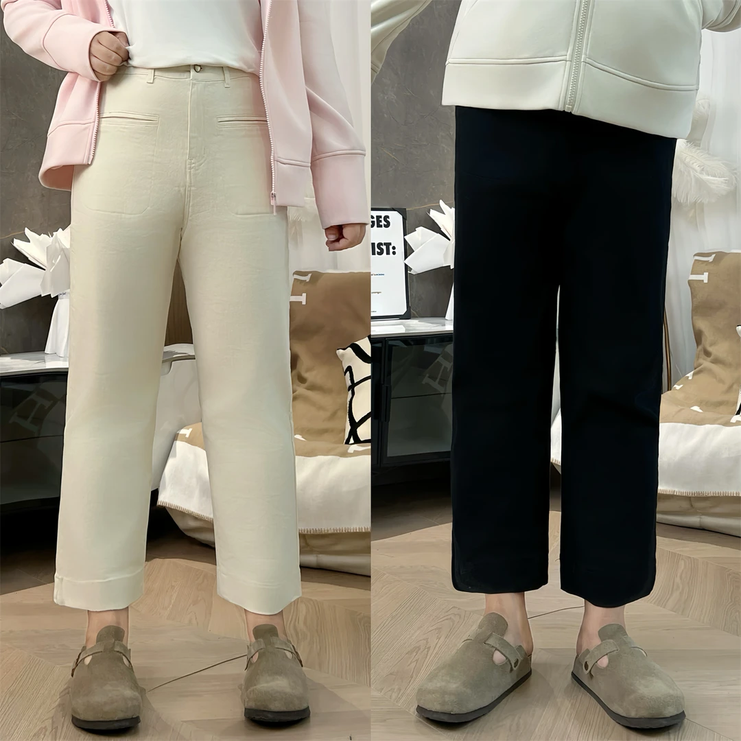 大码女装秋季显瘦花契200斤胖mm腿精款九分弹力小直筒裤12139-F