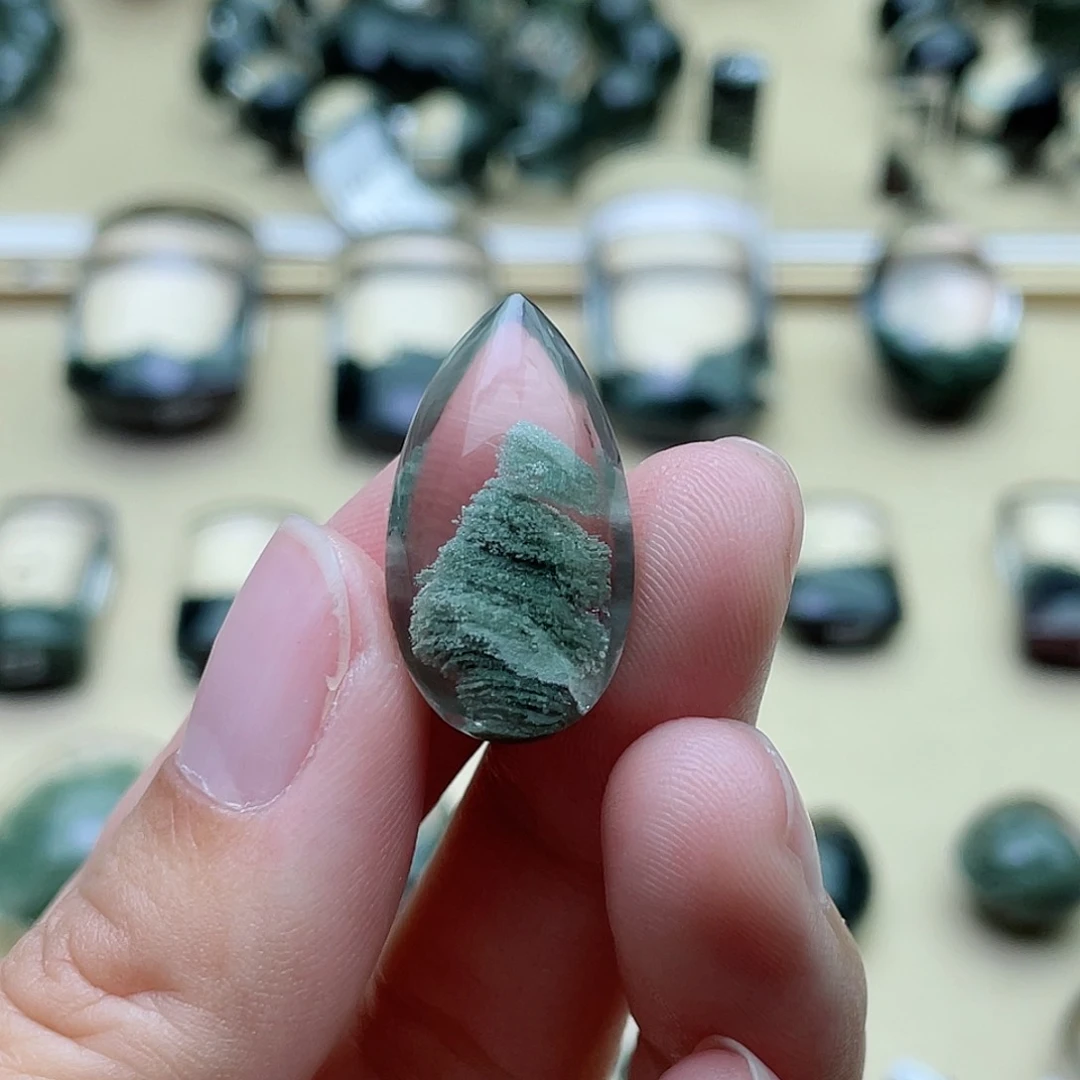 水晶颈饰未镶嵌绿幽灵聚宝盆吊坠