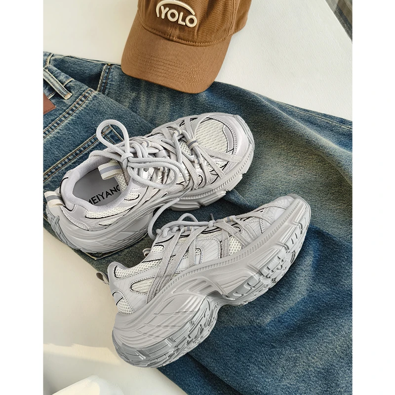 A美洋MEIYANG 星河轨道老爹鞋【一秒入夏】 简约圆头厚底休闲运动鞋