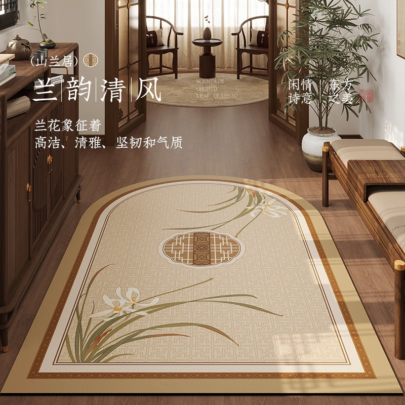 【山兰居】新中式入户地垫轻奢高级感门口皮革地垫进门防滑耐脏脚垫