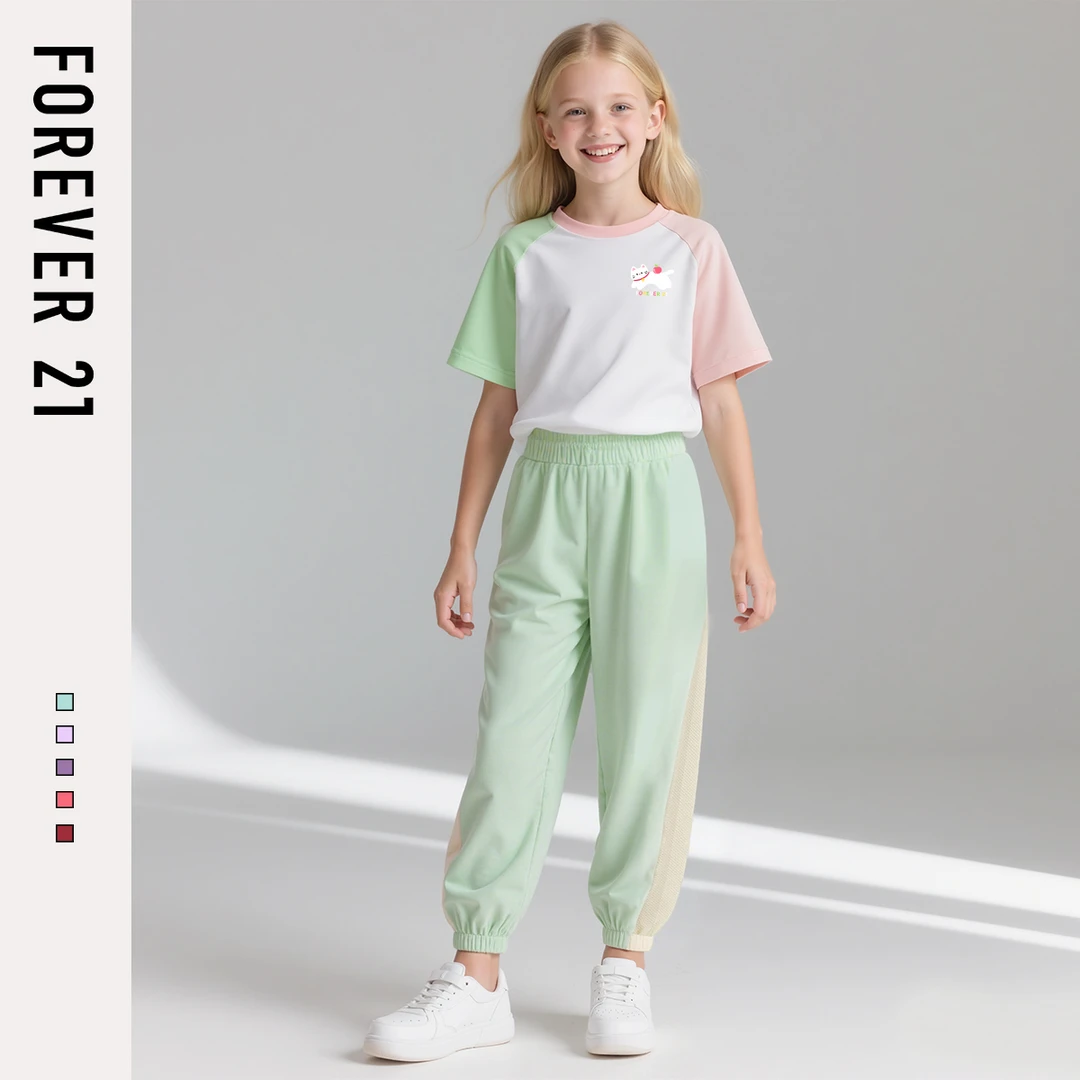 Forever 21童装女童夏装套装中大童潮流2025新款爆款童装儿童衣服
