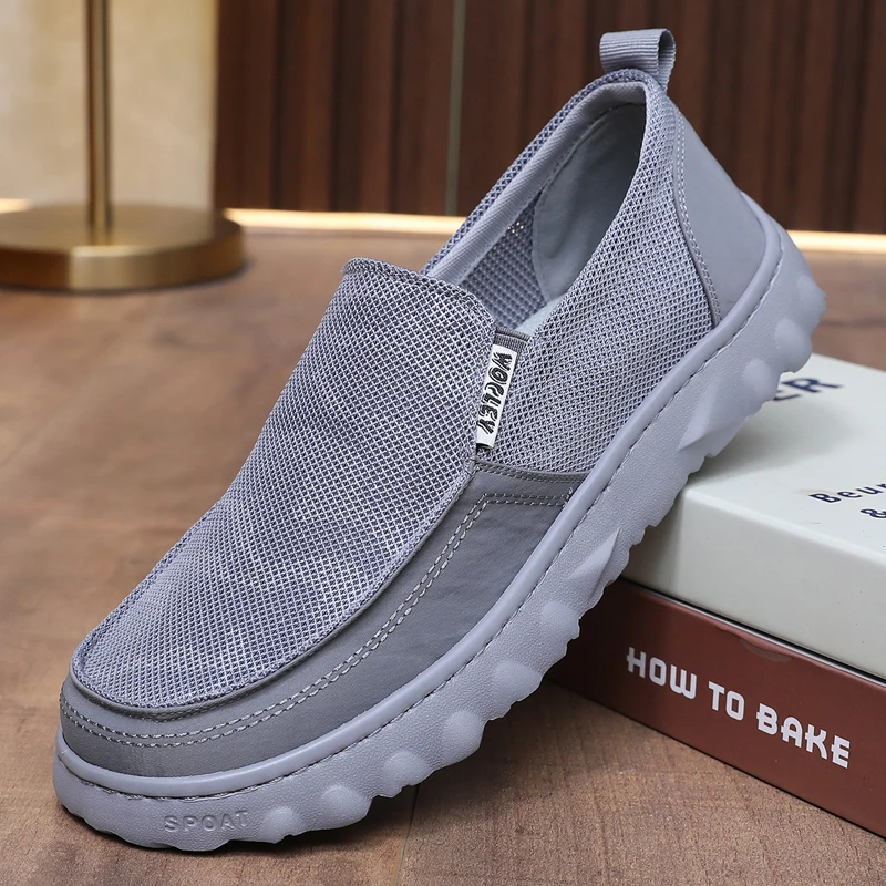 夏季老北京布鞋男网鞋轻底防滑透气宽脚休闲爸爸鞋一脚蹬网面鞋