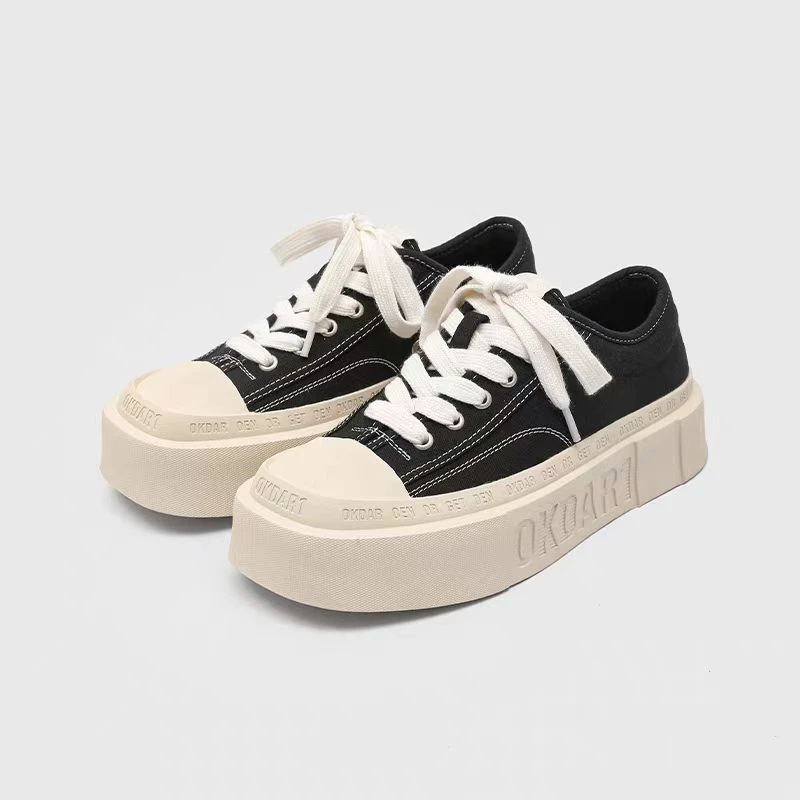 增高4CM 范丞丞同款厚底情侣运动帆布鞋方头板鞋男小众百搭休闲鞋