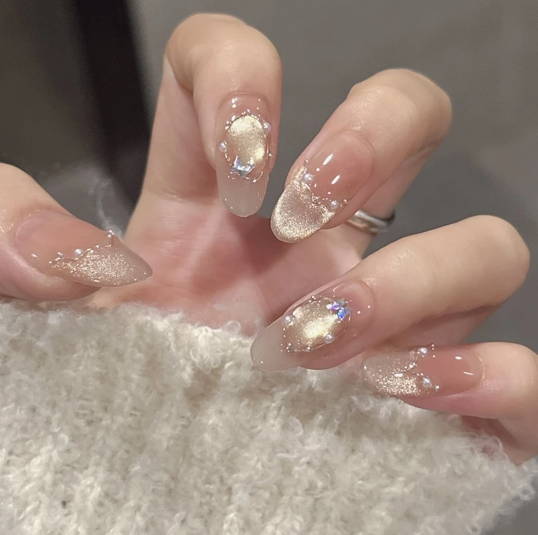 【纸醉金迷】纯手工穿戴甲美甲穿戴式光疗甲冰透渐变流行纯欲